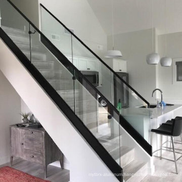 Black powder coated aluminum glass railing system